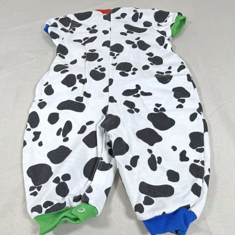 Vintage Buster Brown Baby 12M Cow Print Romper Coveralls Made in USA - 80s?